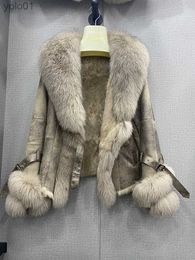Women's Fur Faux Fur Women Winter Real Fur Coats Skin Real Rabbit Fur Inner Warm Jackets With Real Fur Collar Ladies OutwearL231109