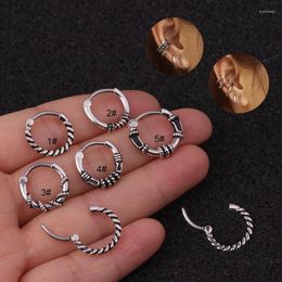 Hoop Earrings 1 Pcs Simple Antique Silver Color Twisted Circle Piercing Earring Women Trendy Cute Small Ear Bone Clip Cuff