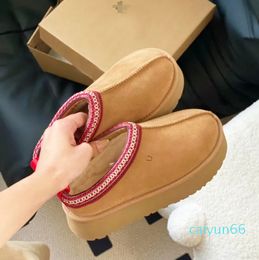 Slippers Mustard Seed Chestnut Leather Snow Boots Australian Women's Boot Winter Buckle Fur Short Women's Sheepskin Hair Slippers