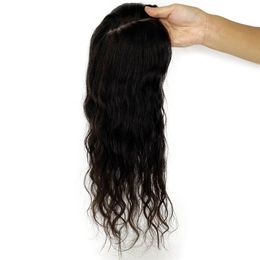 Natural wavy Silk Top Base human hair topper for Women 15x16 CM Long European body Wave Virgin remy Hair women Toupee Breathable Hair Piece for Thinning Hair