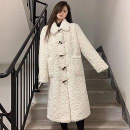 Women's Jackets 2023 Elegant Long Winter Faux Fur Coats Women Fashion Plush Loose High Quality Thick Warm Overcoats C90