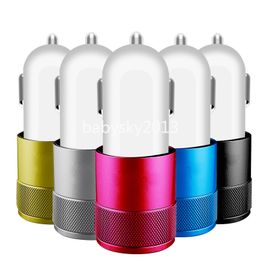 Universal 5V 2.1A Car Charger Alloy Metal usb chargers power Adapter For iphone 15 11 12 13 14 Samsung S23 S24 gps pc B1