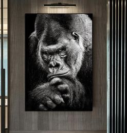 Black Gorilla Canvas Painting Animal Monkey Posters and Prints Vintage Wall Pictures for Living Room Bedroom Modern Home Decoratio8682690