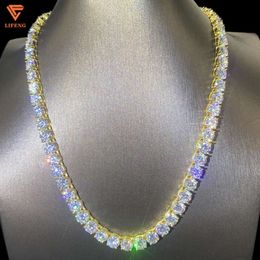 Iced Out Hip Hop d Colour Vvs 8mm Moissanite Diamond Tennis Chain Necklace 925 Sterling Silver Men Link