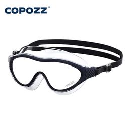 Goggles Big Frame Professional Swimming Waterproof Food Grade Silicone Glasses Swim Eyewear Anti-Fog UV Adult Men Women Diving Goggles P230408