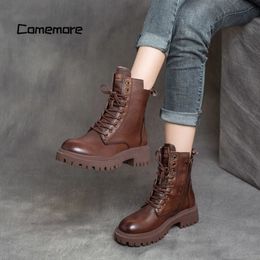 Boots Comemore Fashion Goth Shoe Woman Casual Autumn Leather Female Ankle Boot Platform Women's Footwear Women Shoes for Winter 231109