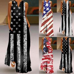 Casual Dresses Independence Day For Women V Neck Dress Trendy Long Sleeve Wrap