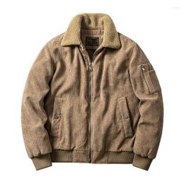 Men's Jackets Men Winter Corduroy Bomber Stand Collar Fleece Lined Cotton Warm Outwear Coats For Male Size M-5XL Casual Windbreaker