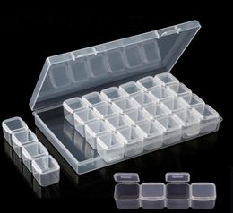 28 Grid Plastic Empty Storage Box Nail Art Accessories Tools Nails Stones Display Clear Box Case Strass Beads Deco Contaniers2012538