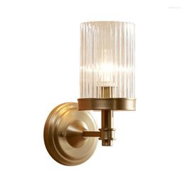 Wall Lamps European Gold Copper Glass Lamp For Bedroom Applique Murale Led Light Fixtures Lustre