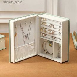 Jewellery Boxes 2023 Portable Jewellery Box Jewellery Organiser Display Travel Jewellery Case Boxes Creative Book Leather Ring Necklace Storage Box Q231109