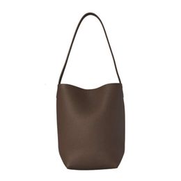 The Row Designer bucket bags leather cowhide design large capacity versatile one shoulder portable underarm women's bucket bag