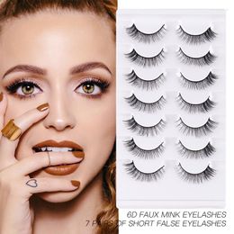 False Eyelashes 7 Pairs Reusable Mink Natural Long Faux Lashes Crossed Soft Dramatic Thick Short Eyelash Makeup Lash Extensions