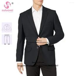 Men's Suits Classic Black Slim Fit For Men Wedding 2 Piece Pants Set Formal Groom Dinner Party Prom Two Button Tuxedo Blazer Masculino