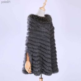 Women's Fur Faux Fur New Women's Luxury Pullover Knitted Genuine Rabbit Fur Raccoon Fur Poncho Cape Real Fur Knitting Wraps Shl Triangle CoatL231109