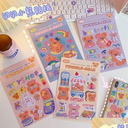 Other Decorative Stickers Water Cup Decoration Stickers Ins Style Cute Cartoon Sweet Bear Hand Account Diy Sealing Mobile Phone Notebo Dh8Tv