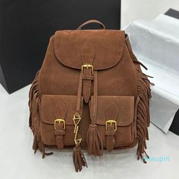 2024-High Quality Matte Backpack ysles Designer Autumn Winter Suede Shoulder Backpack Classic Letter Decoration Large Capacity Crossbody