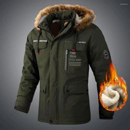 Men's Jackets Washable Men Winter Coat Long Sleeves Comfortable Hooded Jacket Warm Outdoor Clothes