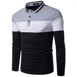 Men's T Shirts An& Casual Long Sleeve T-Shirts Fashion Stripe Tee Slim Fit Turn-down Basic Men Clothing