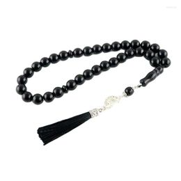 Strand Rosary 33 Bead Tasbih 8mm Black Stone Tassel Pendant Muslim Jewellery Masbaha Qibla Islamic Holiday Gift Tasbeh