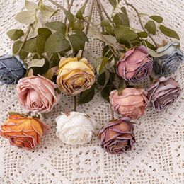 Decorative Flowers 1PC Homer Decor Fake Artificial Rose Vintage Rustic Valentine's Day Decorations