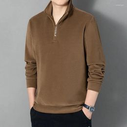 Men's Hoodies Fall Winter Heavyweight Fleece Sweatshirt Zipper Stand Collar Casual Versatile Solid Colour Thicken Simple Long Sleeve Tops