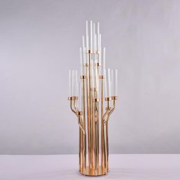 New Metal Candelabra 16 Arms Candle Holders Stands Wedding Table Centrepieces Road Lead For Home Party Decoration