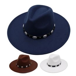 Wide Brim Hats Bucket Big Classic Men Fedora Hat Unisex 95cm British Flat Felt Women Belt Jazz Winter Autumn Retro Trilby 231109