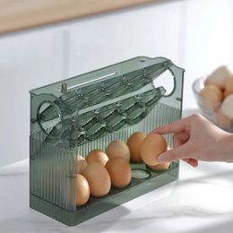 Dish Racks Kitchen Flip-Type Eggs Storage Rack Eggs Storage Box Stand Egg Holder For Refrigerator Organiser Box Egg Container Fresh Tray 231109