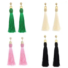 Dangle Earrings Bohemian Long Tassel For Women Wedding Party Drop Vintage Statement Jewelry Green Pink Rose Beige Black