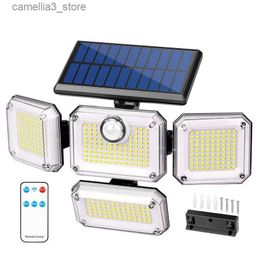 Solar Wall Lights Solar Motion Light Outdoor LED Security Flood Light Adjustable Head Waterproof Exterior Wall Light for Garage Garden Patio Q231109