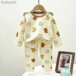 Pyjamas Children Christmas Pyjamas Winter Clothing Set For Boys Girls O-neck Tops + Long Pants Baby Sleepwear Cartoon Cat Kids PyjamasL231109