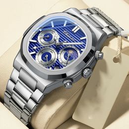 Wristwatches CHENXI Luxury Watch Men Business Fashion Waterproof Stainless Steel Chronograph Moon Phase Quartz Wristwatch Male Clock 231109