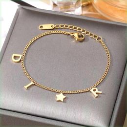 Link Bracelets ZBDWERY Stainless Steel Letter Star Pendant Bracelet For Women Simple Luxury Charm Jewellery Accessories Set 2023