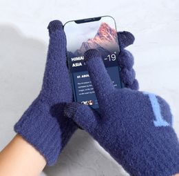 New Men's Gloves Thick Warm Touch Screen Wool Outdoor Riding Knitted Gloves