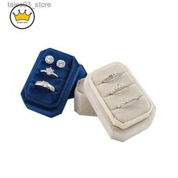 Jewellery Boxes Three Rings Box Velvet Jewellery Packaging Gift Box Wedding Ring Box Earrings Case Organizadores Q231109