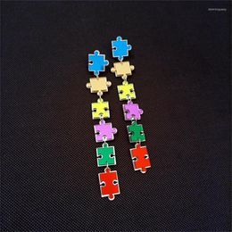 Dangle Earrings KUGUYS Super Long Puzzle For Women Multicolor Mirror Acrylic Novelty Cute Jewellery Trendy Accessories