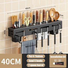 Kitchen Storage Knife Rack Wall-Mounted Multifunctional Detachable Stainless Steel With Multiple Brackets And Hooks