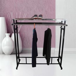 clothing store men's and women's parallel bars hanging stainless steel hole board, island hanging rack, clothes display rack, metal clothes hanger rack