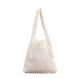 Evening Bags Japan Korea Hand Knitting String Bag Vacation Beach Women Bucket Should 2023