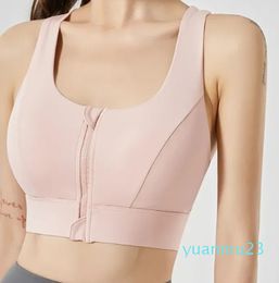 Yoga Outfit Front Zipper Sports Bra Shockproof High Strength Large Size Fixed Cup With Chest Pad Outside Wear Beautiful Fitness