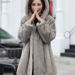 Women's Fur Faux Fur Mink Fur Coat Mink Velvet Thicken Fur Coat 2023 New Mink Fur Coat Fe Mid-length Winter Thicken Middle-aged Mother OutwearL231109