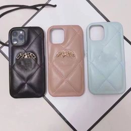 Designer phone Case Lambskin Diamond checked leather letters iPhone 15 14 13 Pro Max 12 Mini 11 Xs XR Plus Fashion printed leather strap case