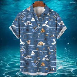 Men's Casual Shirts 2023 Animal Short Sleeved Fashion Ocean 3d Print Hawaiian Shirt Oversized Clothing Tops For Men