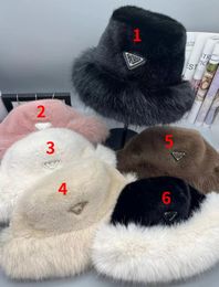 Bucket Hat Mink Fur Winter Cold-Resistant Warm Bucket Hats to Triangle Plush Hat Wholesale