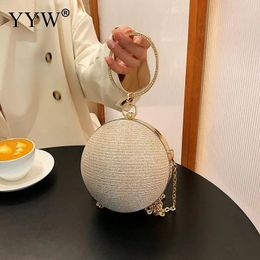 Evening Bags Circular Ring Portable Metal Sliver Round Ball Handbags For Lipstick Elegant Luxury Clutch Purse Wedding Wallets 231108