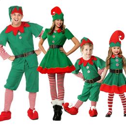 Family Matching Outfits Christmas Clothes Boy Girl Elf Xmas Set Adult Green Red Party Tops Pants Hat Belt Outfit Cosplay Costume 231109