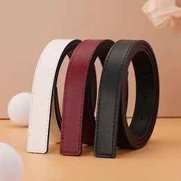 Belts 2023 Style Women Belt Line Colour Width 2.3cm All Match Fashion Real Cowhide Litchi Pattern Trouser No Buckle Red White Black