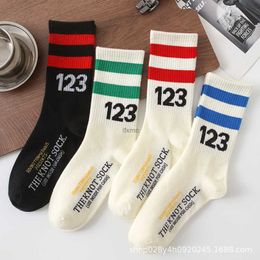 Men's Socks Tidal Socks Rrr123 High Street White Medium Tube Ins Trendy Brand Sports Striped CottonYGJS