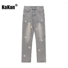 Men's Jeans Kakan - European And American Street Teenagers Make Old Star Mid Rise For Men Zippered Long K41-3079